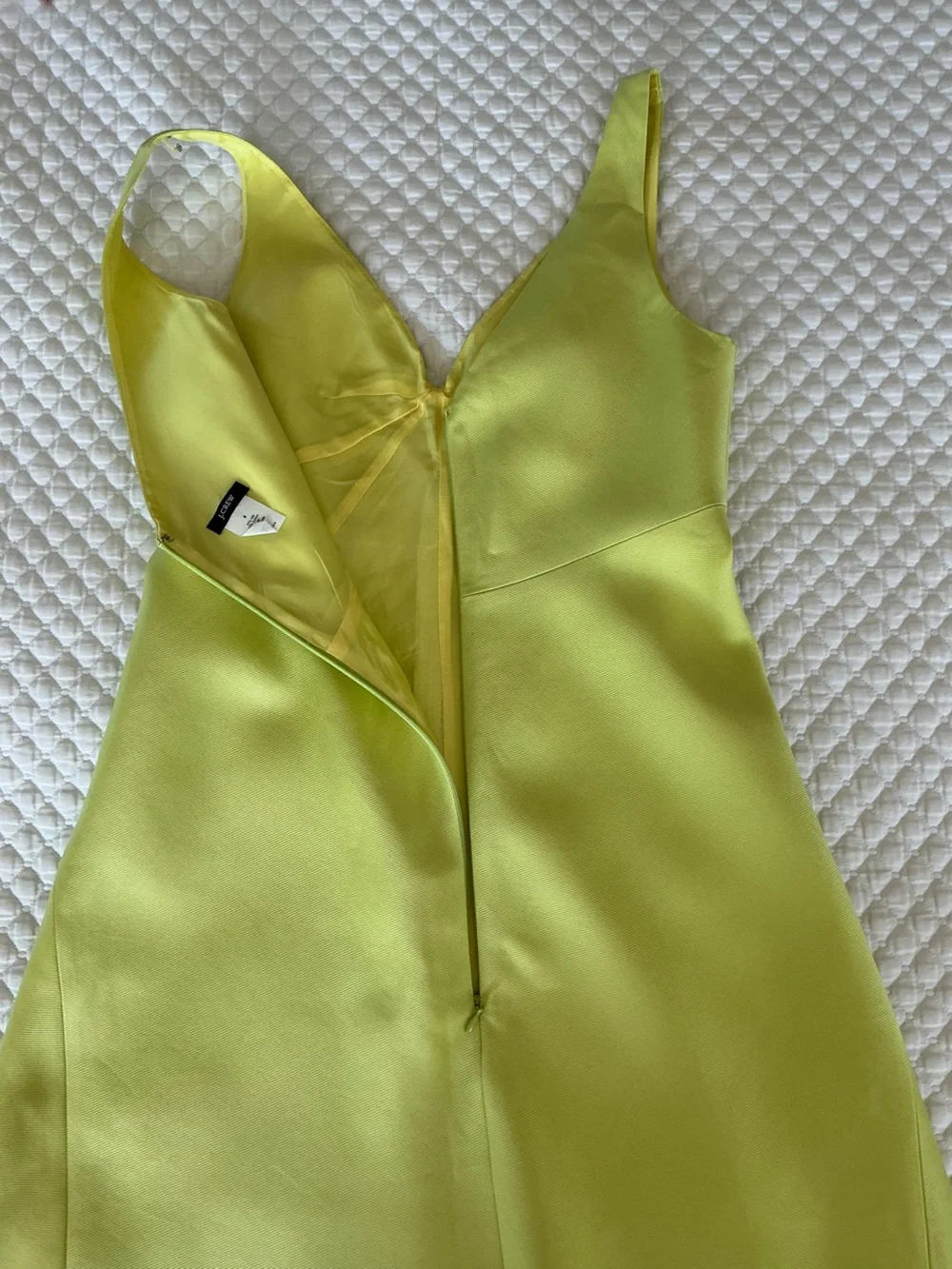 J.Crew Chartreuse Silk Blend Lime Green Sleeveless V-Neck Cocktail Dress 8 - Picture 7 of 15